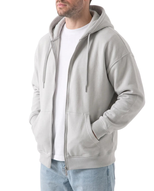 Men's basic oversized zip hoodie light grey - TREE