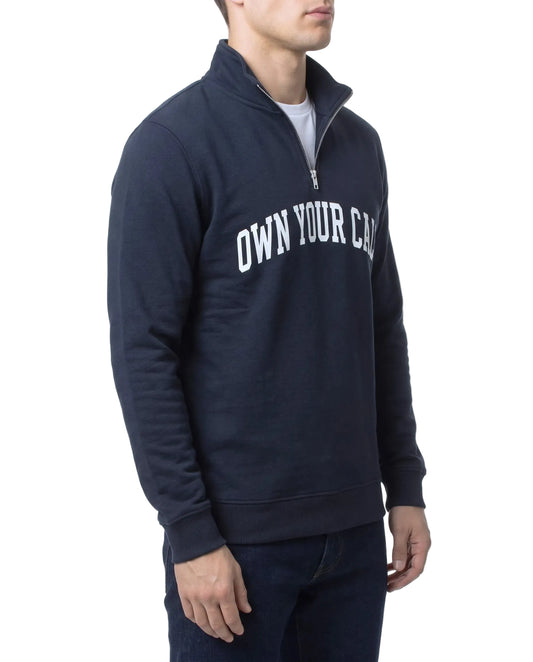 Men's printed half-zip sweatshirt navy - TREE
