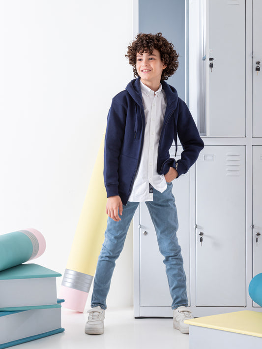 Boy's SweatShirt Jacket Milton Heavy lined - Navy
