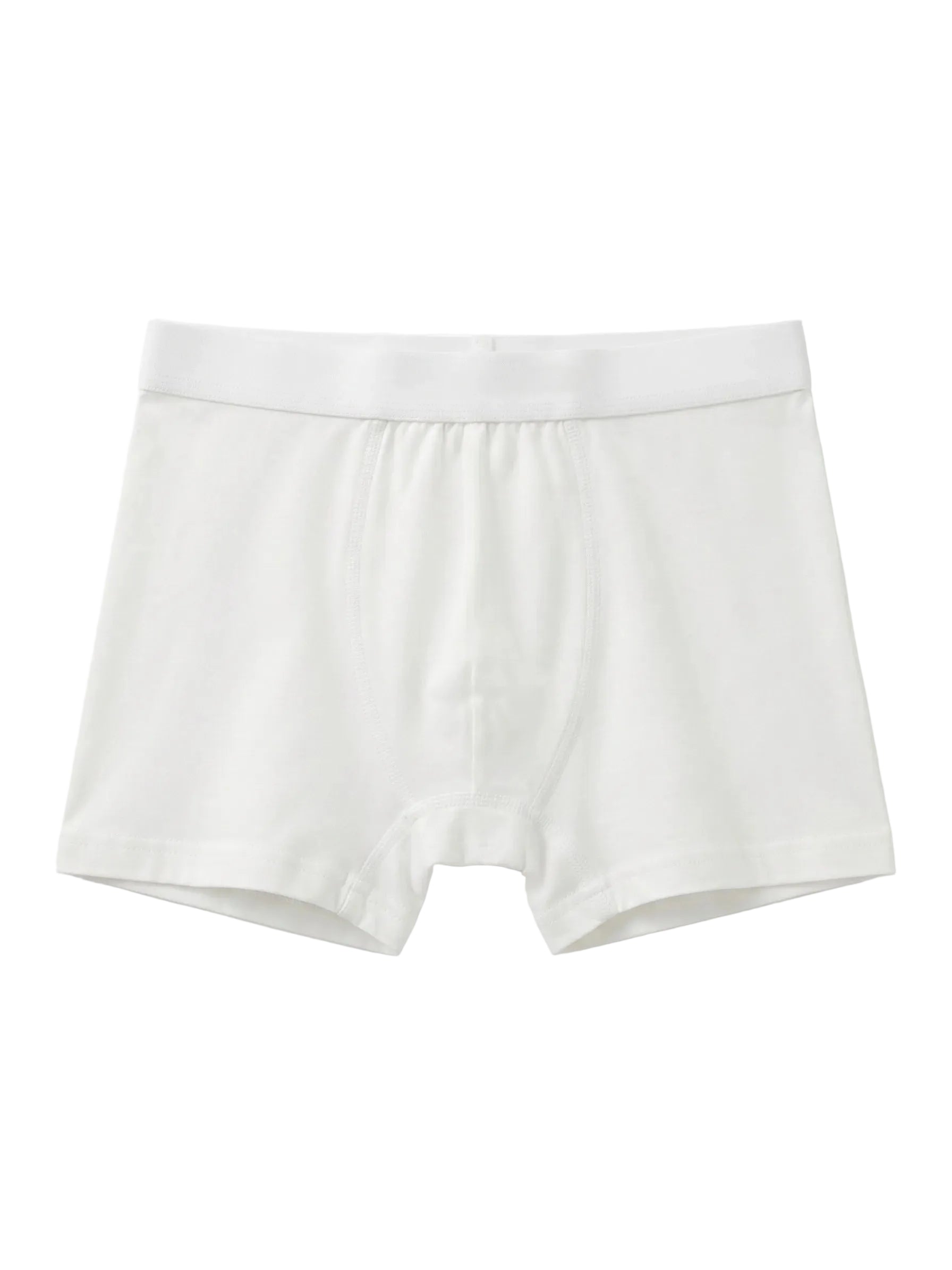 Front view of men's off-white cotton-lycra boxer briefs featuring an elastic waistband by TREE.