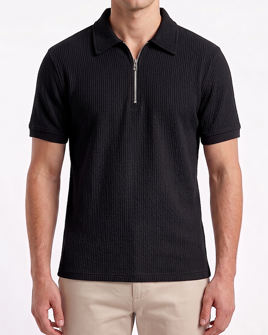 Men's fashion half-zip t-shirt-Black