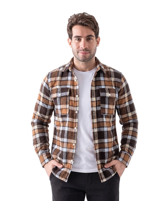 Men's Winter Plaid Shirt Brown