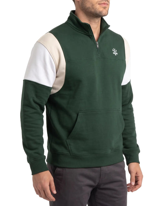 Men's Cotton Quarter-Zip Sweatshirt Dark Green