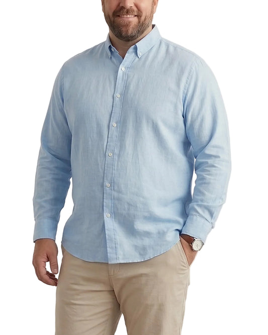 Men's Light Blue Solid Oxford Shirt (65% Cotton) – Special Size