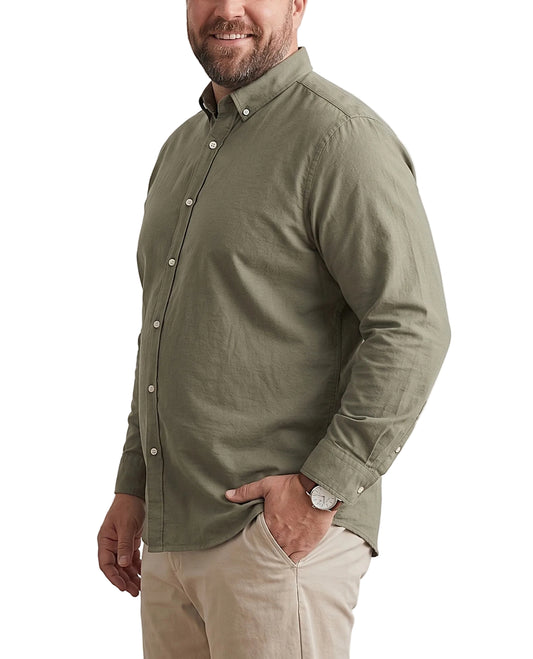 Men's Olive Solid Oxford Shirt (65% Cotton) – Special Size