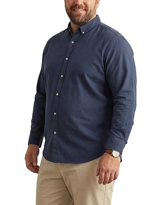 Men's Navy Blue Solid Oxford Shirt (65% Cotton) – Special Size