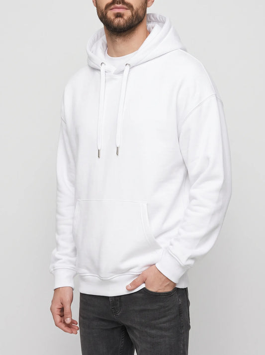 Men's Oversized Basic Hoodie-white