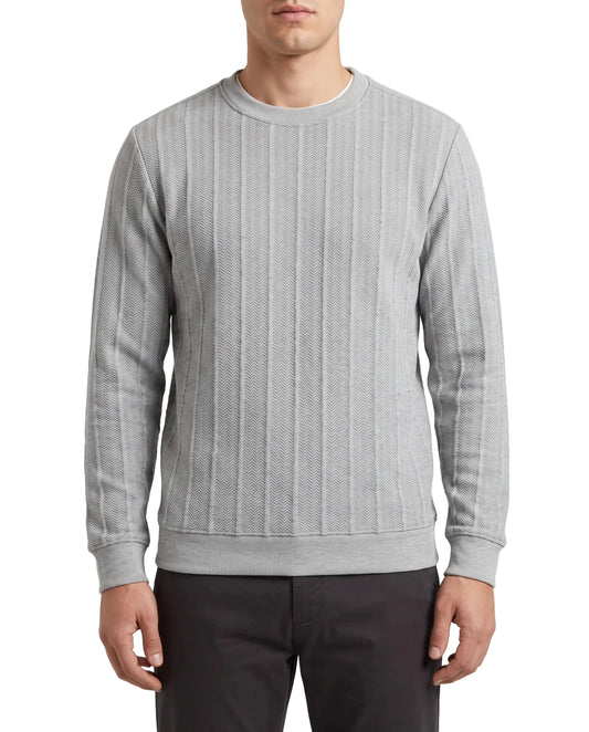Men's Textured Stripe Crewneck Sweatshirt Grey