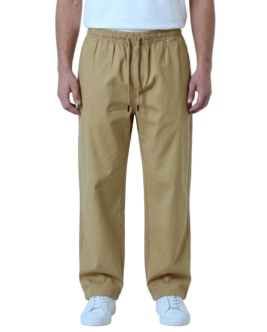 Men's gabardine pants, baggy trousers-Camel