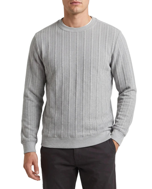 Men's Textured Stripe Crewneck Sweatshirt Grey