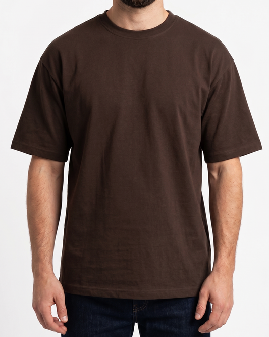 Men`s Printed T-Shirt Over Size-Brown