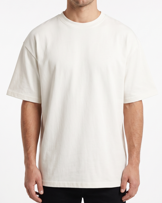 Men`s Printed T-Shirt Over Size-OFF White