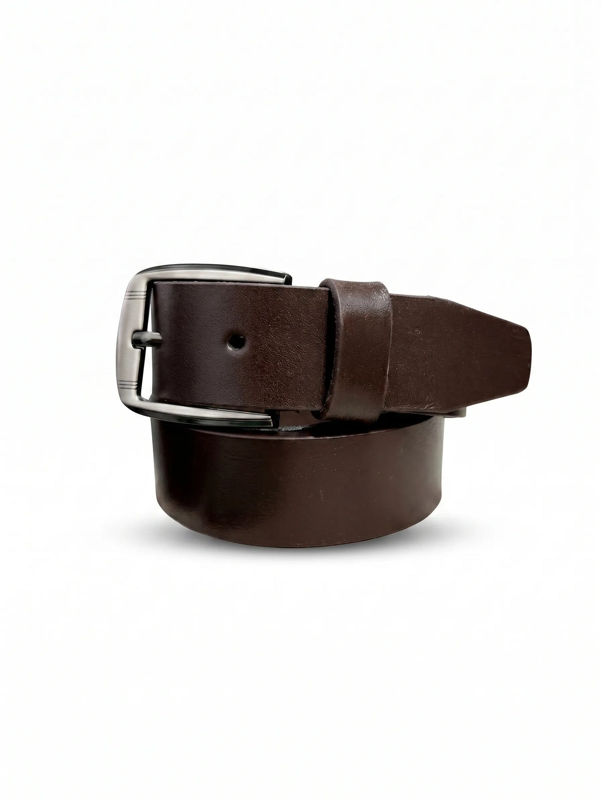 Studio shot of a brown leather belt for men by TREE.