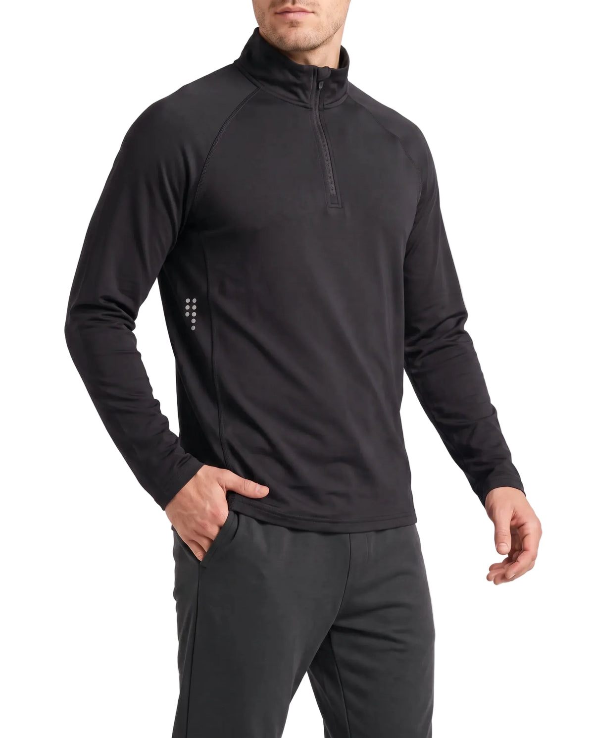 Men's long-sleeve sports t-shirt with half-zip and reflective dots by TREE