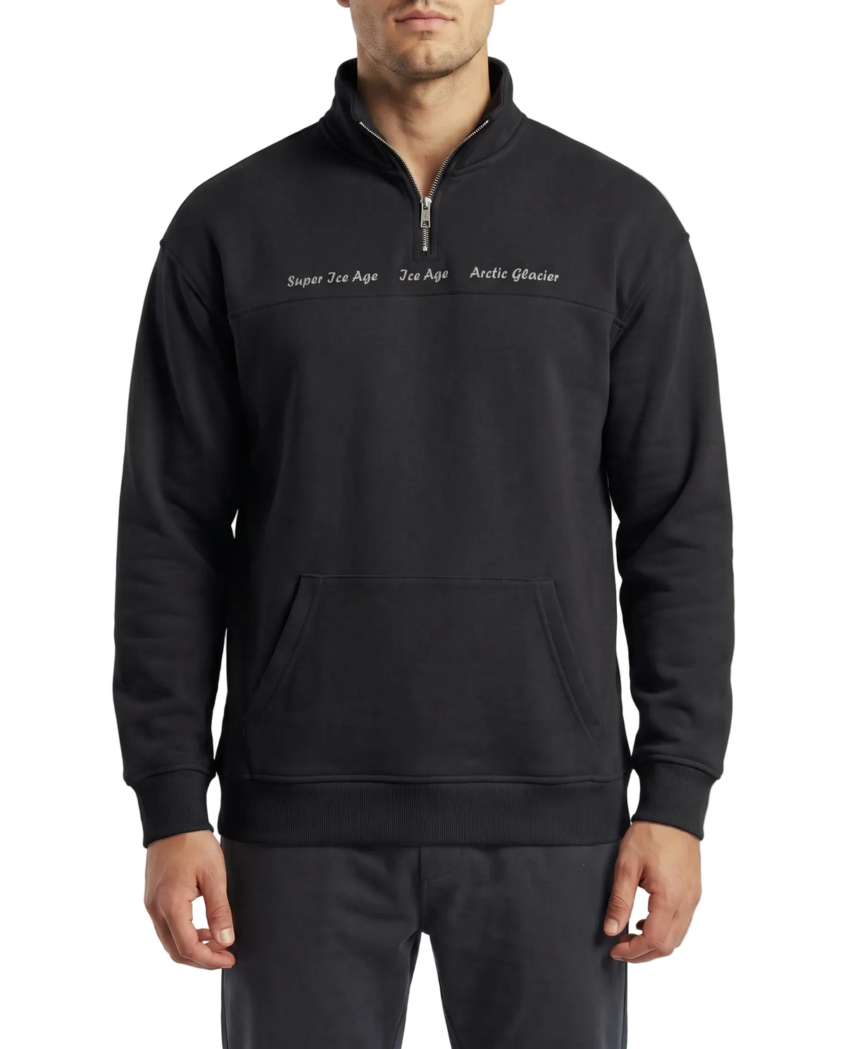 Men's half-zip sweatshirt with chest text by TREE   