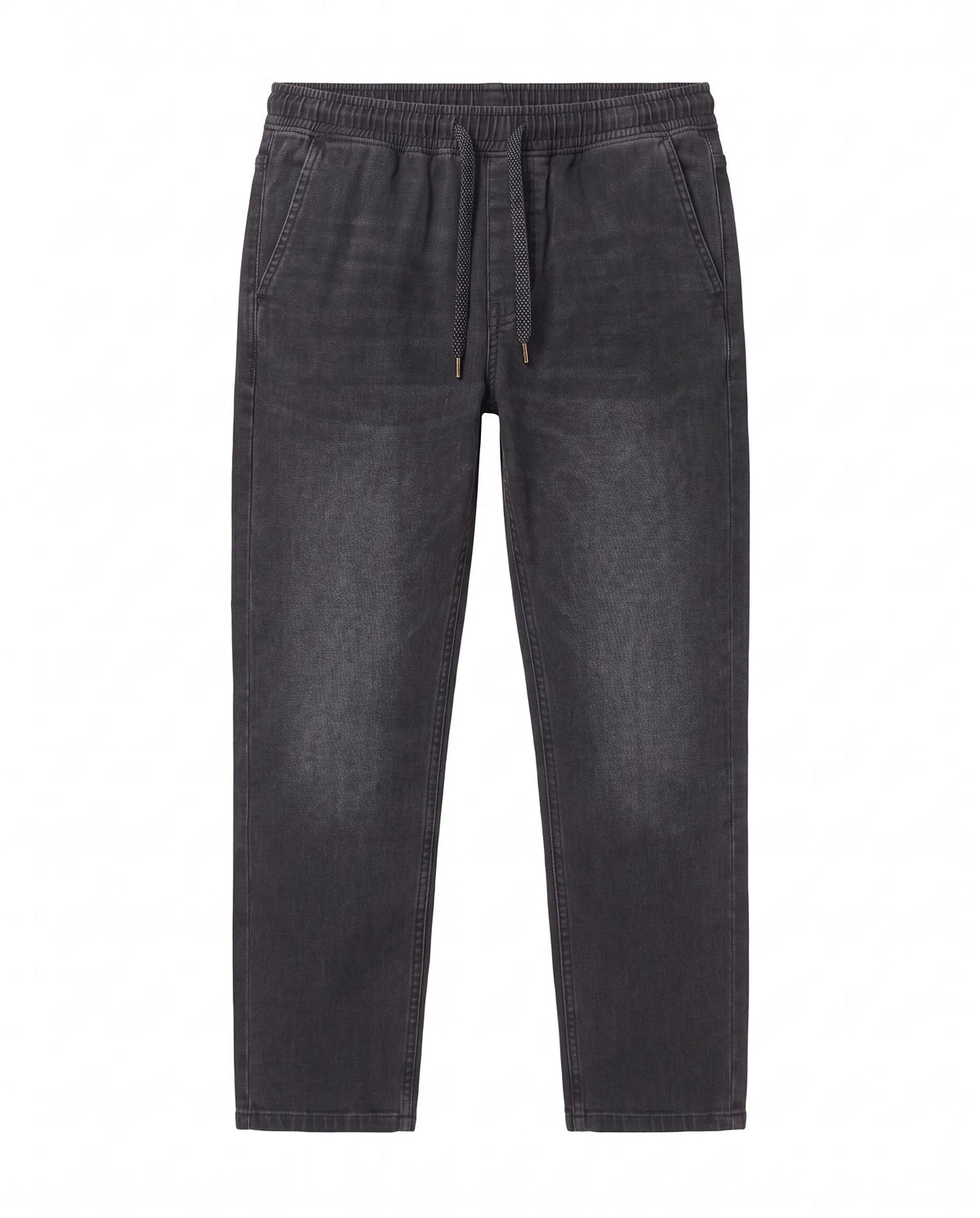 Men's black wide-leg jeans made of 99% cotton and 1% elastane with elastic waist by TREE   