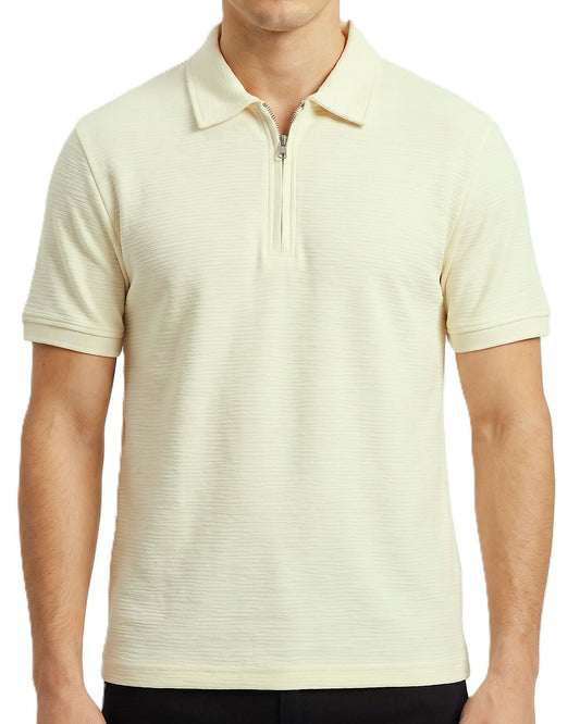 Men's fashion half-zip t-shirt-OFF White