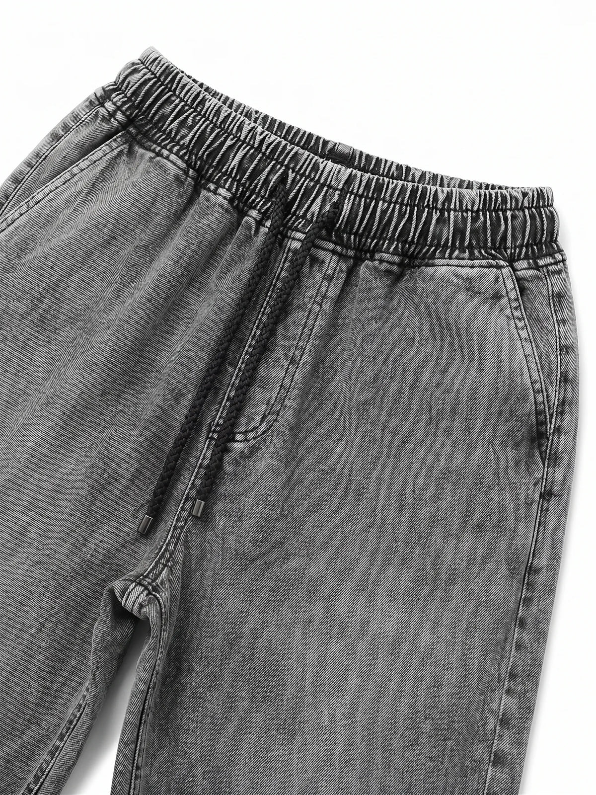 Men's 100% pure cotton wide-leg denim pants with elastic waist by TREE   