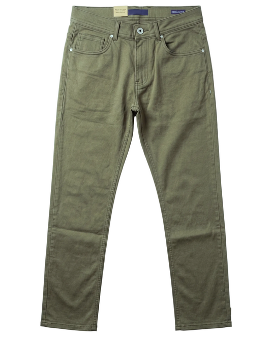 Men's Gabardine Pants 5 Pocket Regular fit -Olive