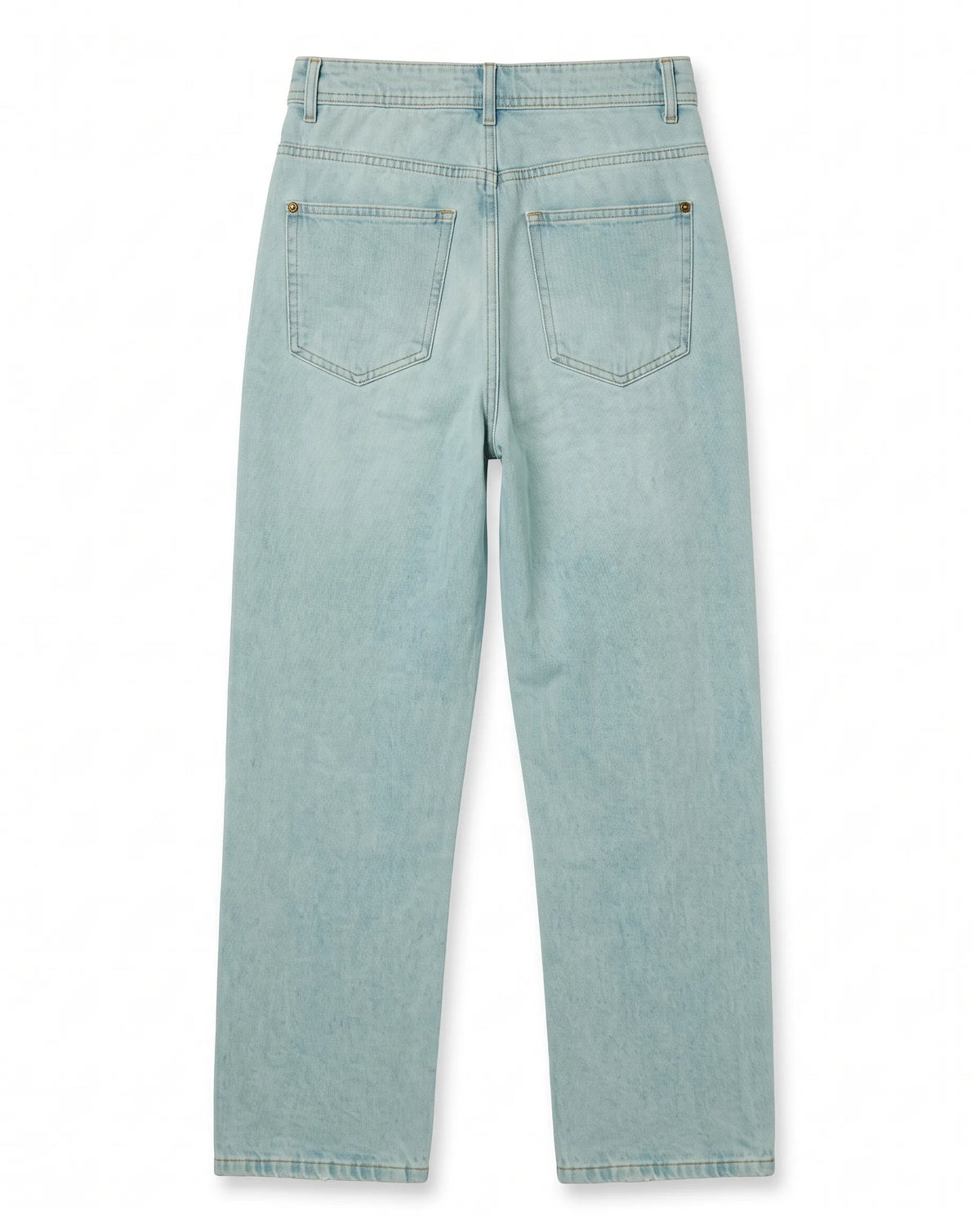 Men's light blue wide-leg jeans with fixed waist and button closure by TREE   
