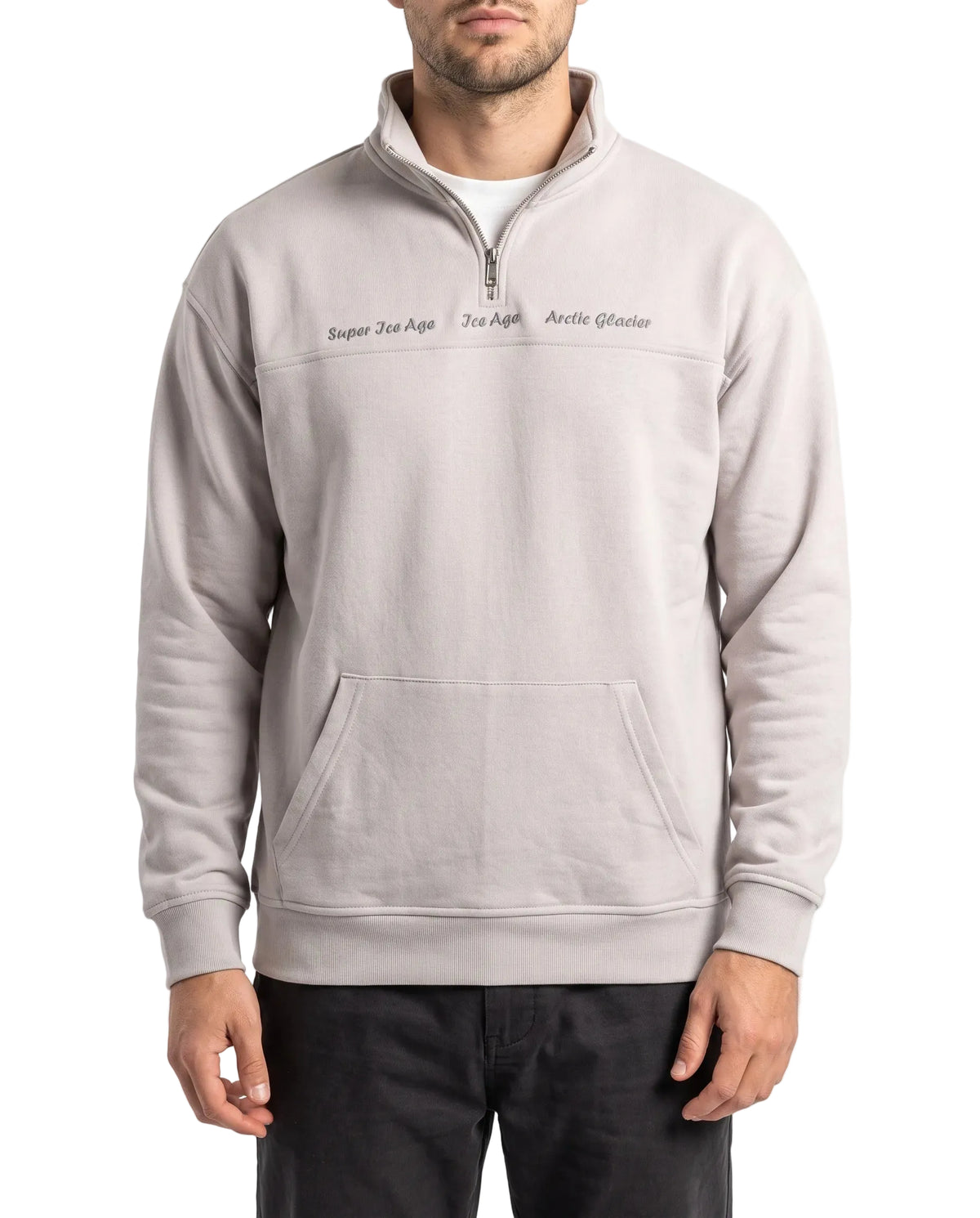 Men's half-zip sweatshirt with chest text by TREE   