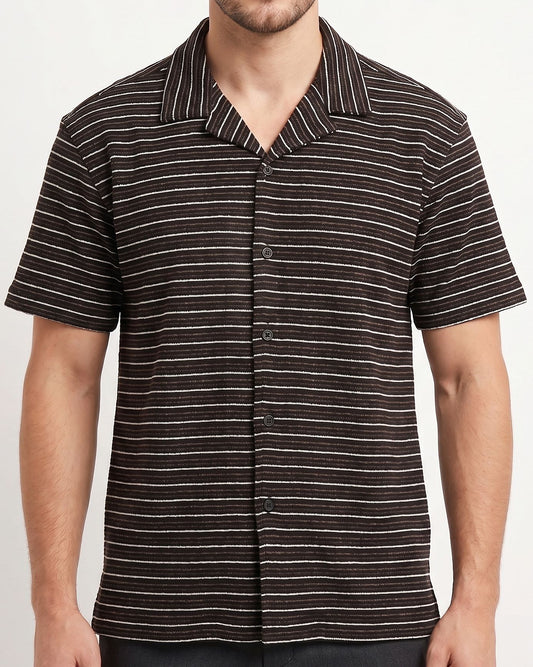Men's Casual Striped Shirt – Short Sleeve