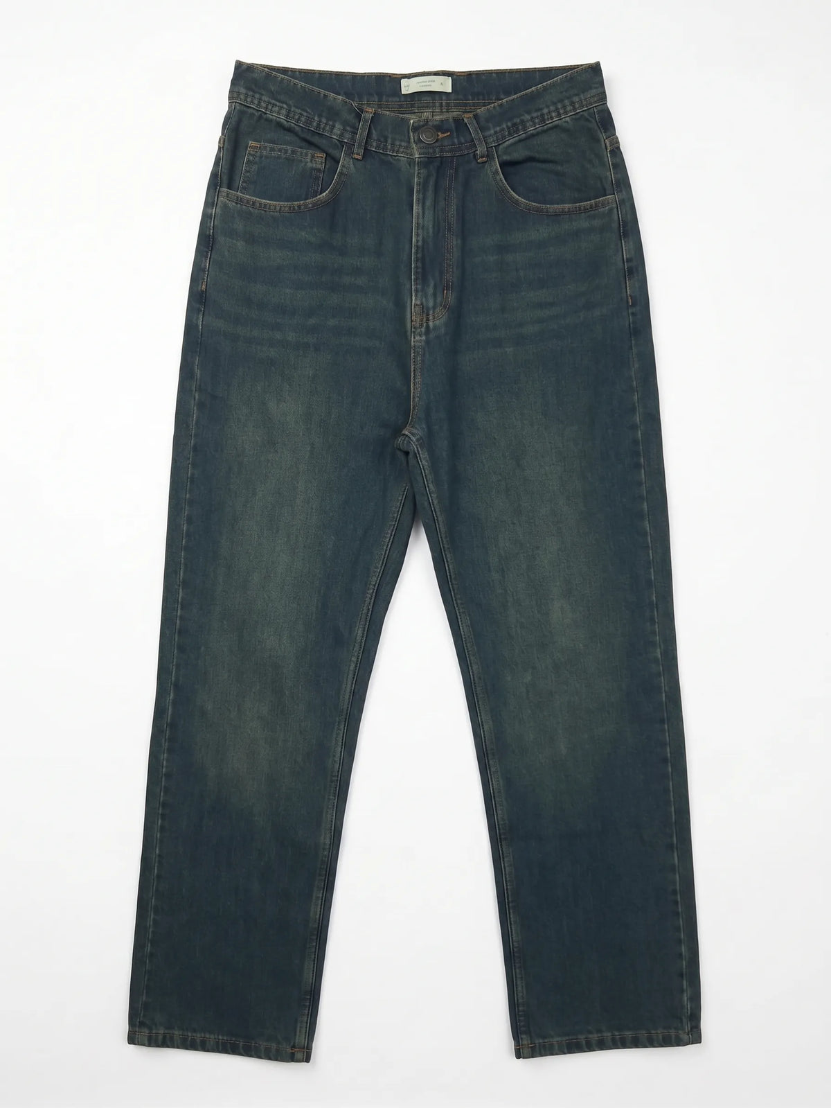 Men's dark blue wide-leg jeans with classic button waist by TREE   