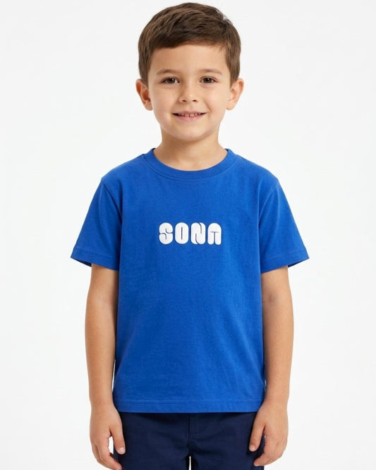 Boy`s Printed T-Shirt-Over Size – Short Sleeve -Blue