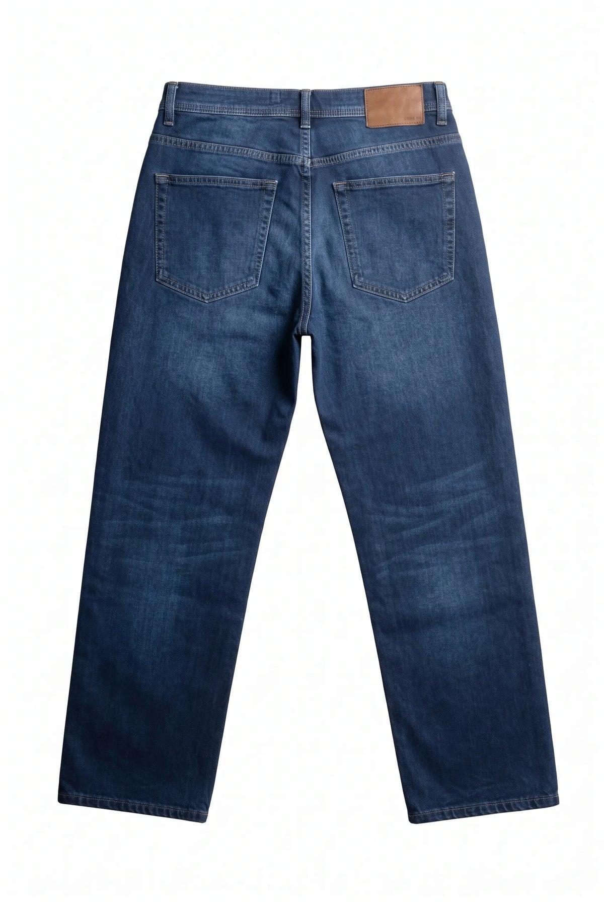 Men's dark blue baggy fit jeans with fixed waist and button closure by TREE   
