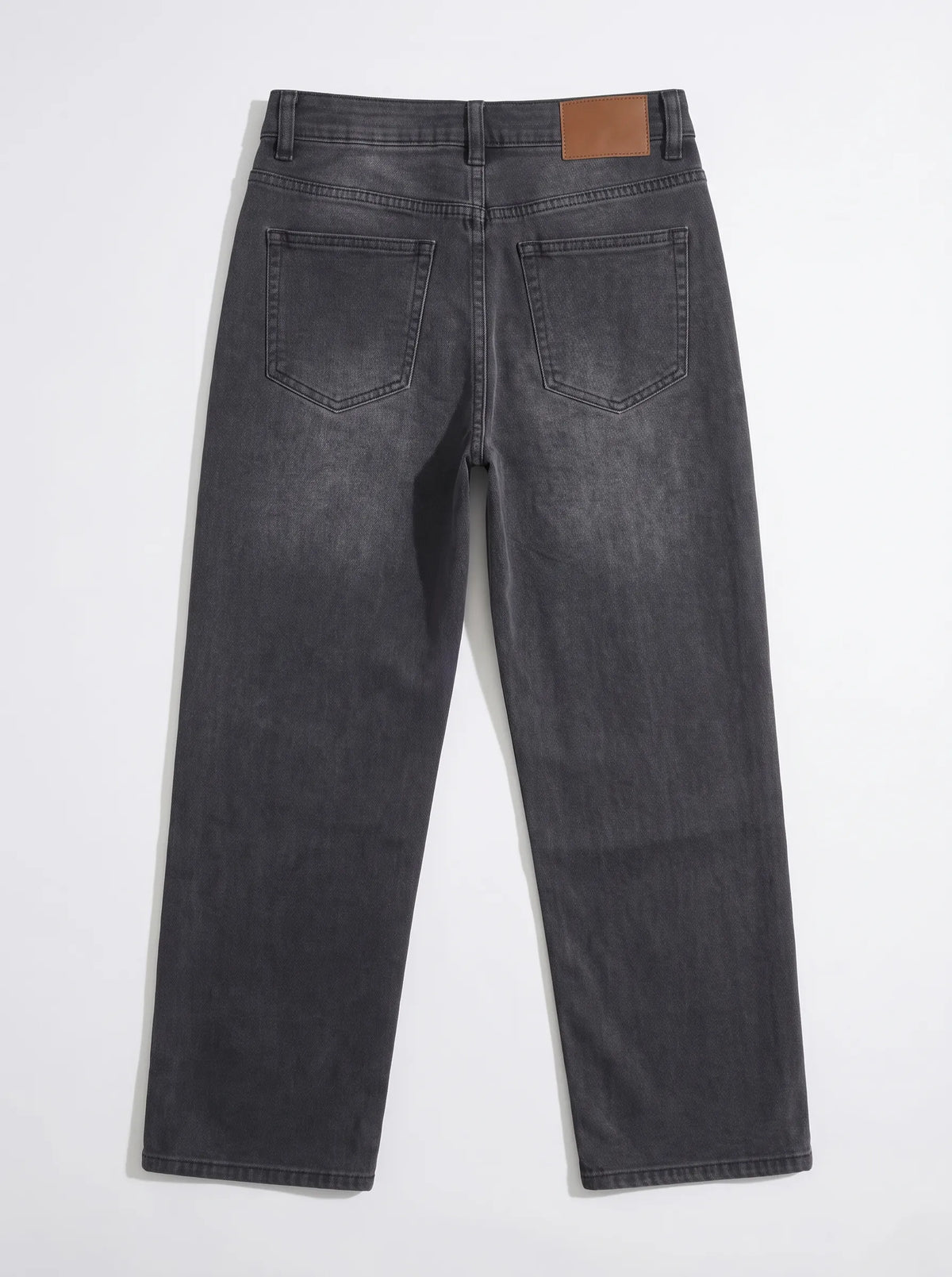 Men's grey wide-leg jeans with fixed waist and button closure by TREE   
