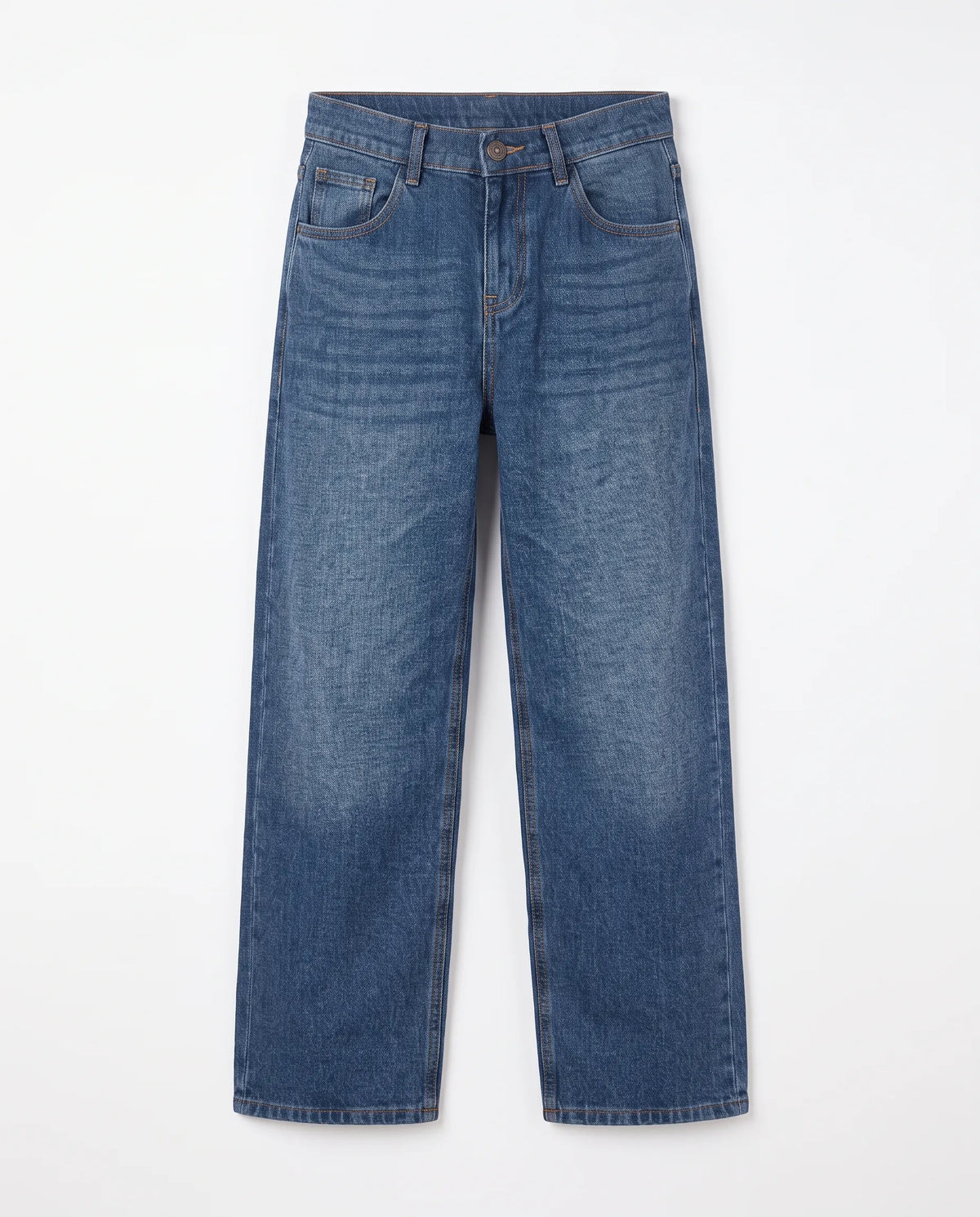 Men's blue baggy jeans with fixed waist and button closure by TREE   