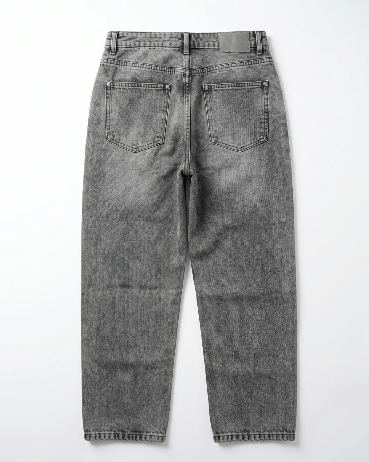 Men's grey wide-leg jeans with front patch pockets and fixed waist by TREE   