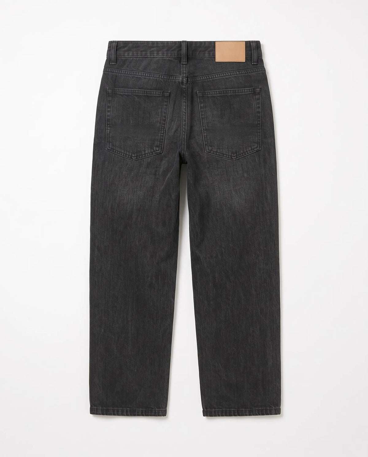 Men's black wide-leg jeans with front patch pockets and fixed waist by TREE   