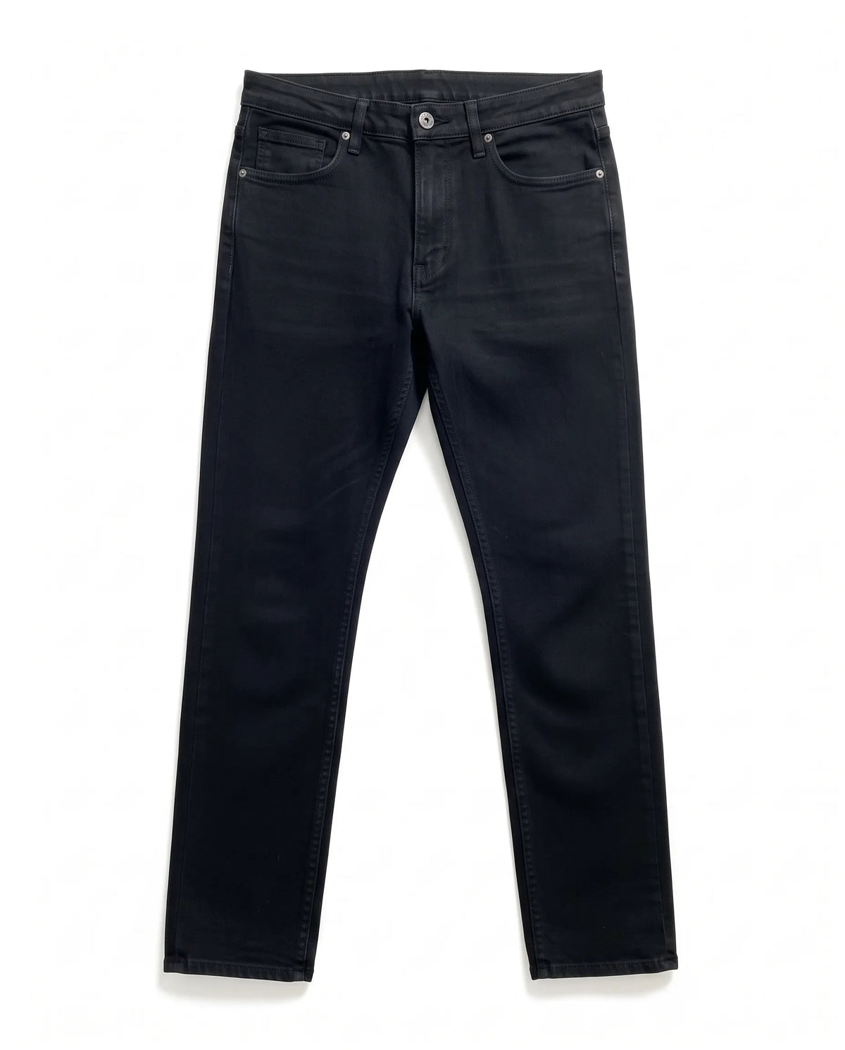 Men's black straight fit gabardine pants with 5-pocket design by TREE   