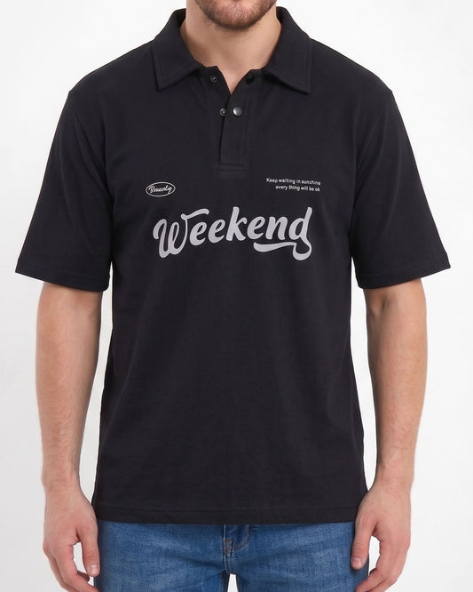 Men's printed short-sleeved polo shirt