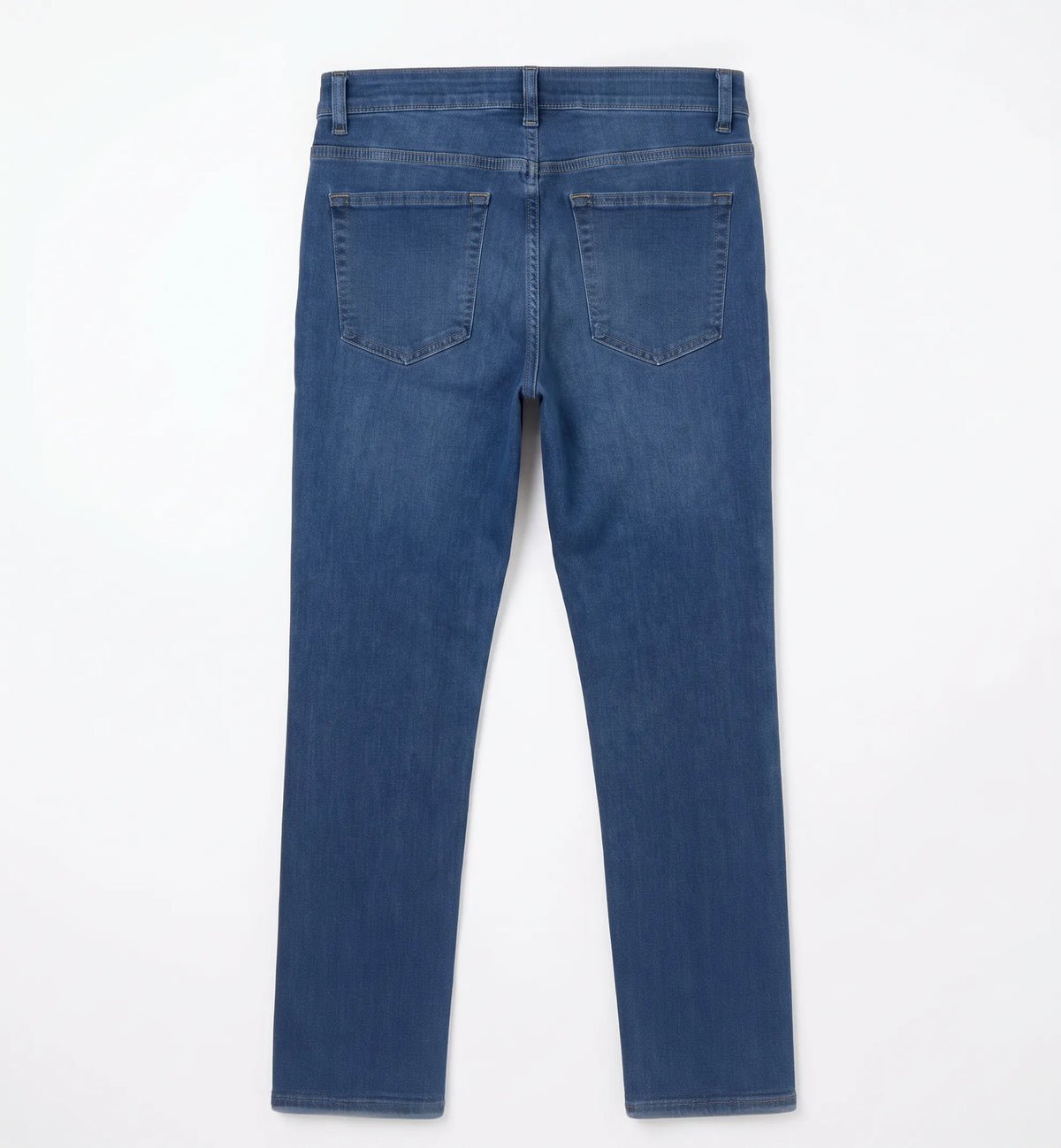 Men's blue straight fit jeans with fixed waist and button closure by TREE   