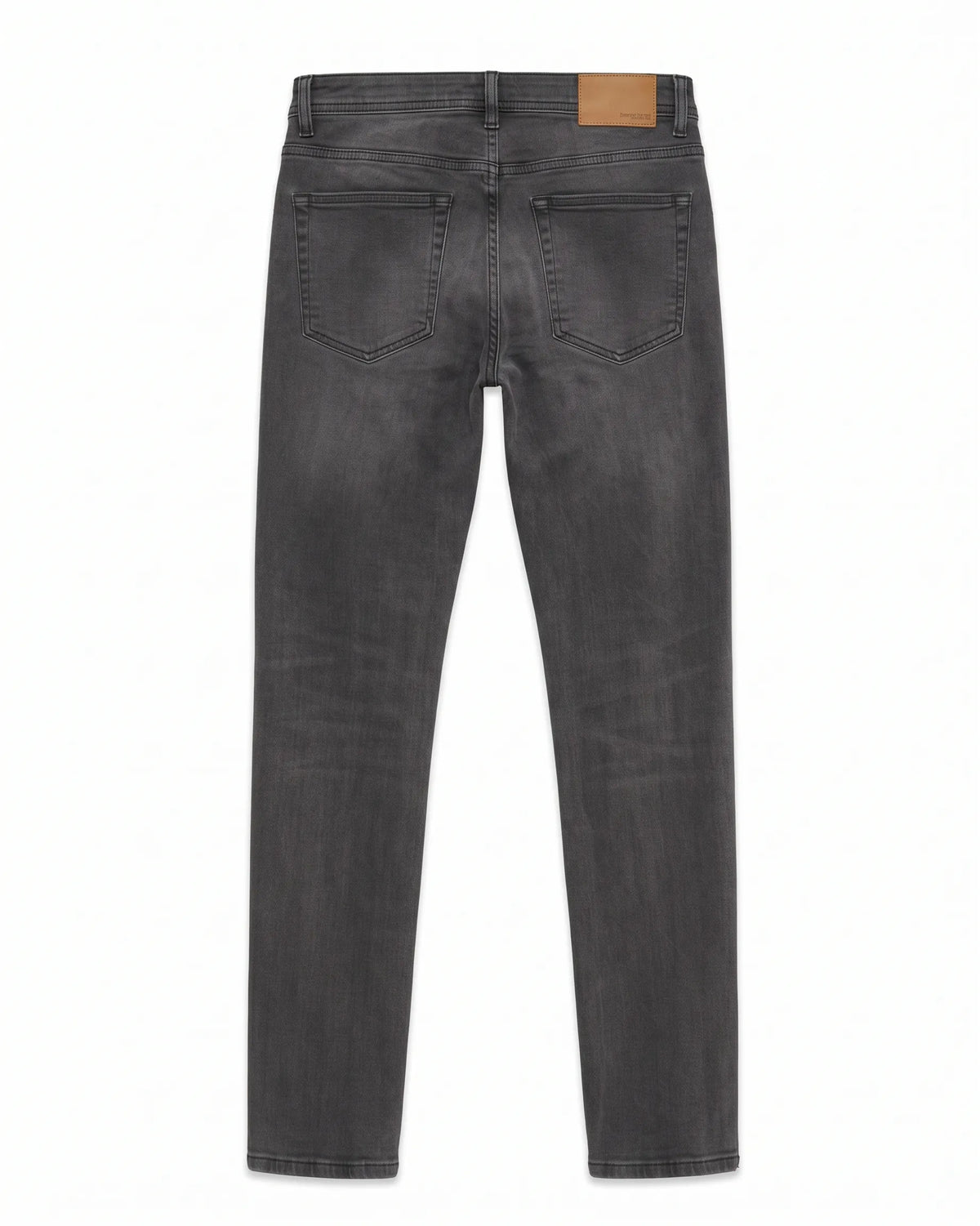Men's grey straight fit jeans with fixed waist and button closure by TREE