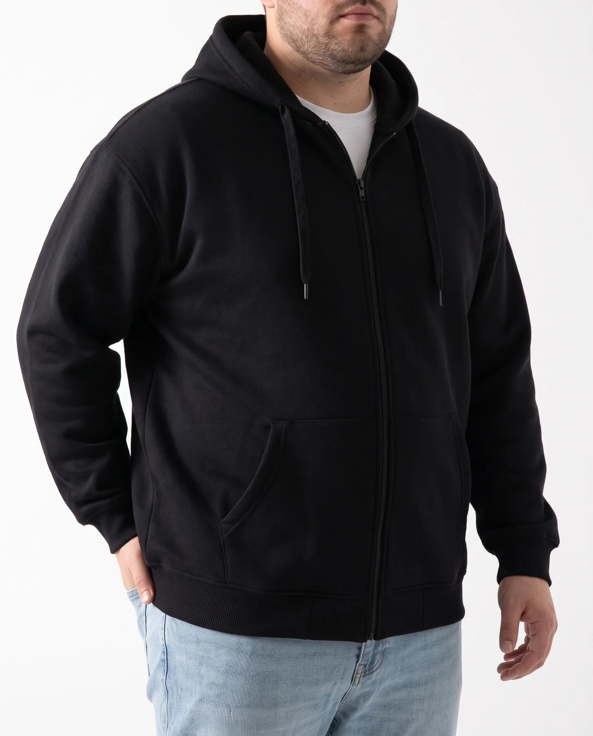 Men's olive special-size zip hoodie jacket by TREE   