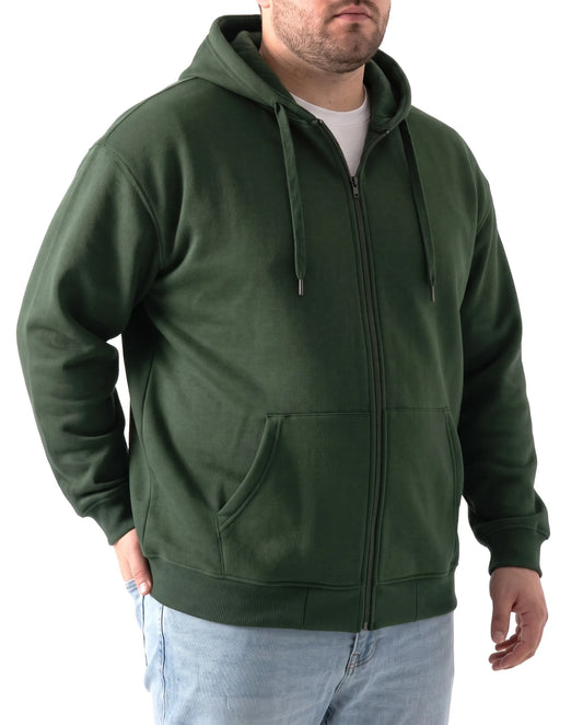 Men's olive special-size zip hoodie jacket by TREE   