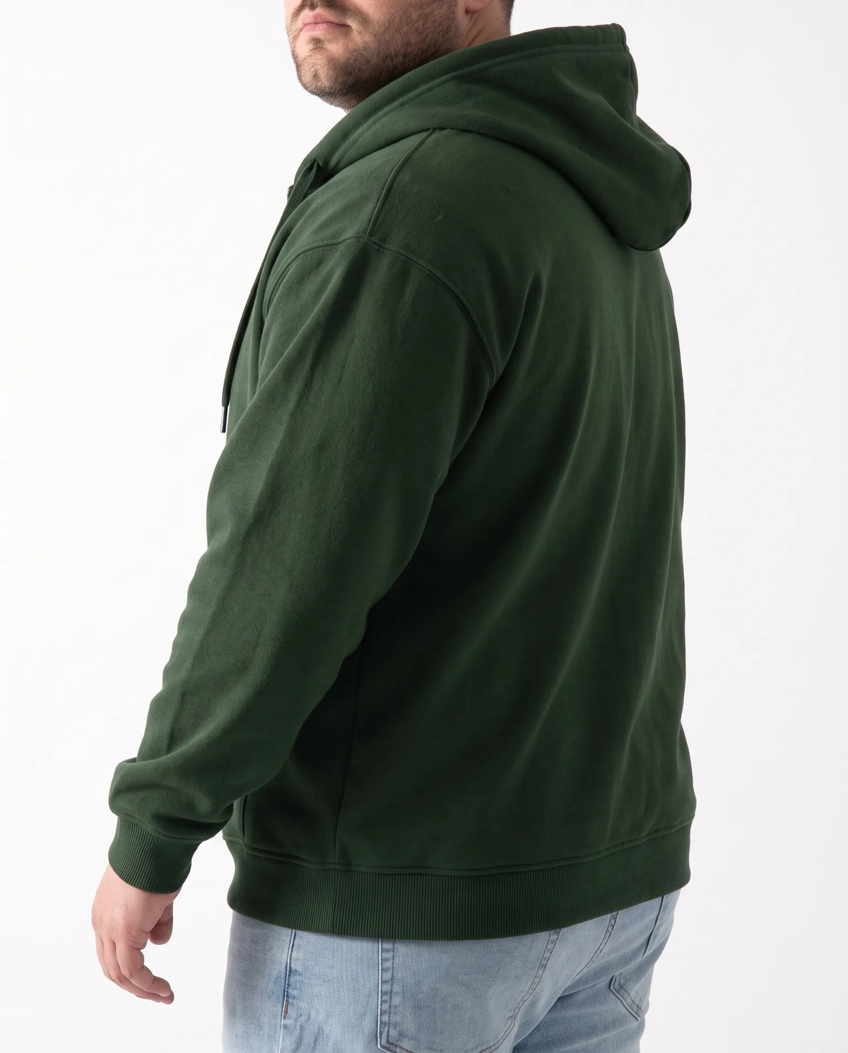 Men's olive special-size zip hoodie jacket by TREE   