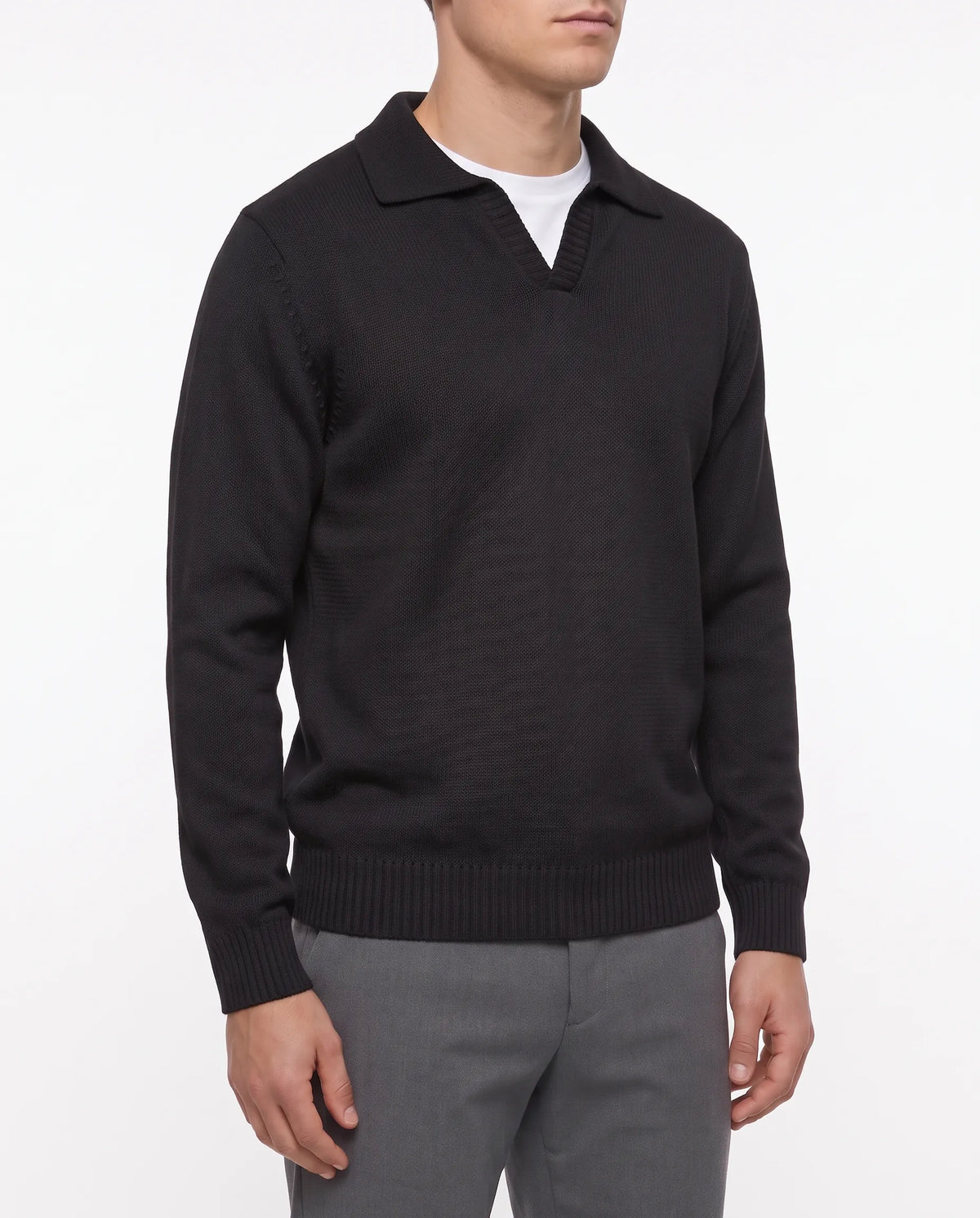 Men's fashion knit polo lapel pullover by TREE