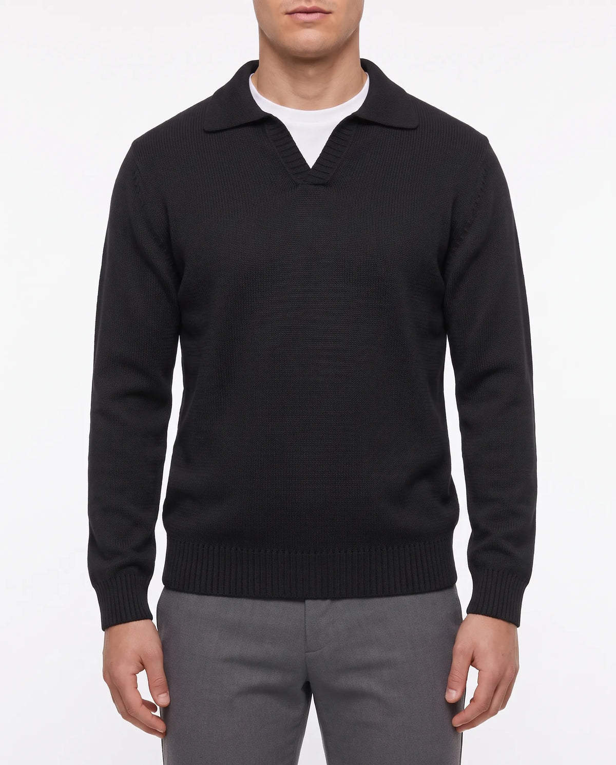 Men's fashion knit polo lapel pullover by TREE