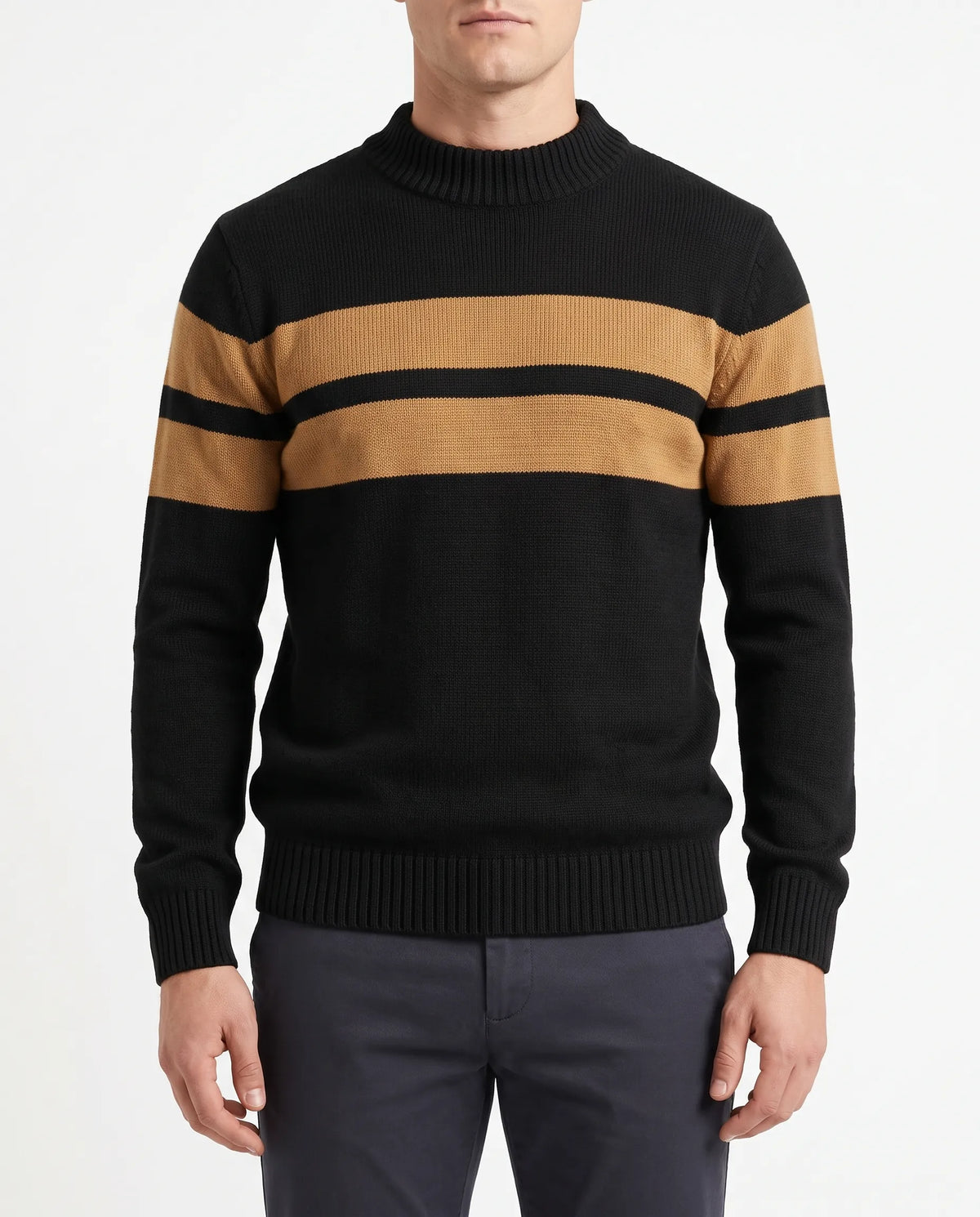 Men's fashion knit striped crewneck pullover by TREE   