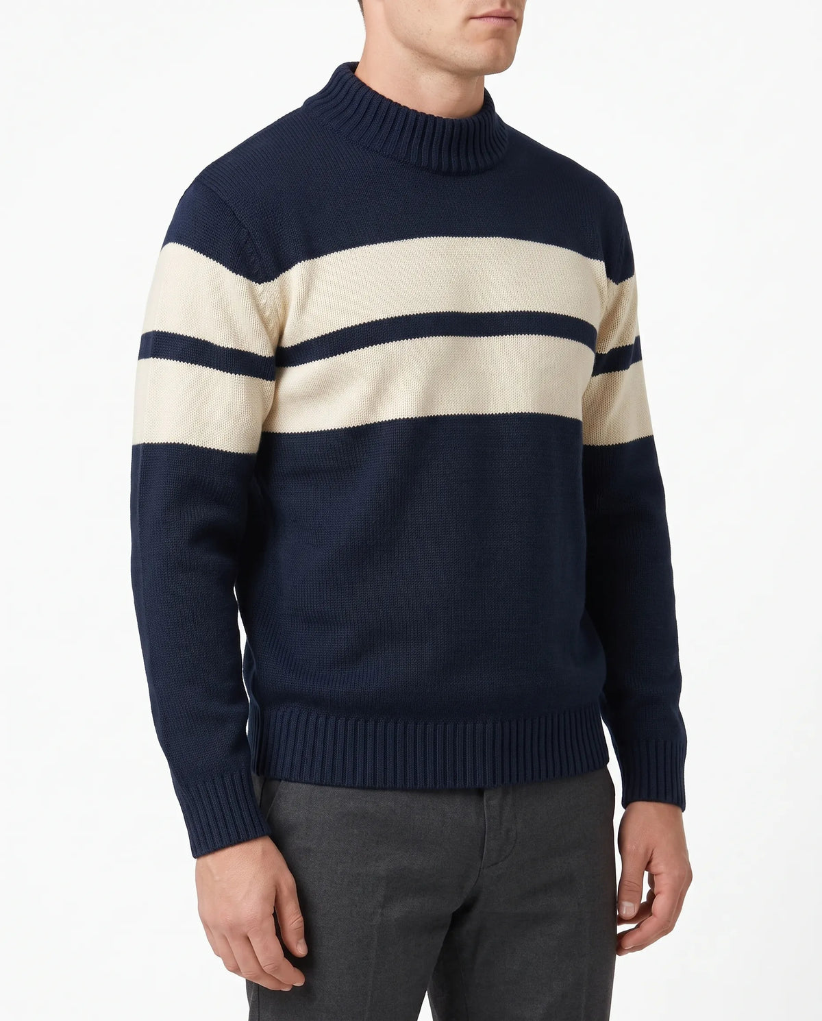 Men's fashion knit striped crewneck pullover by TREE   