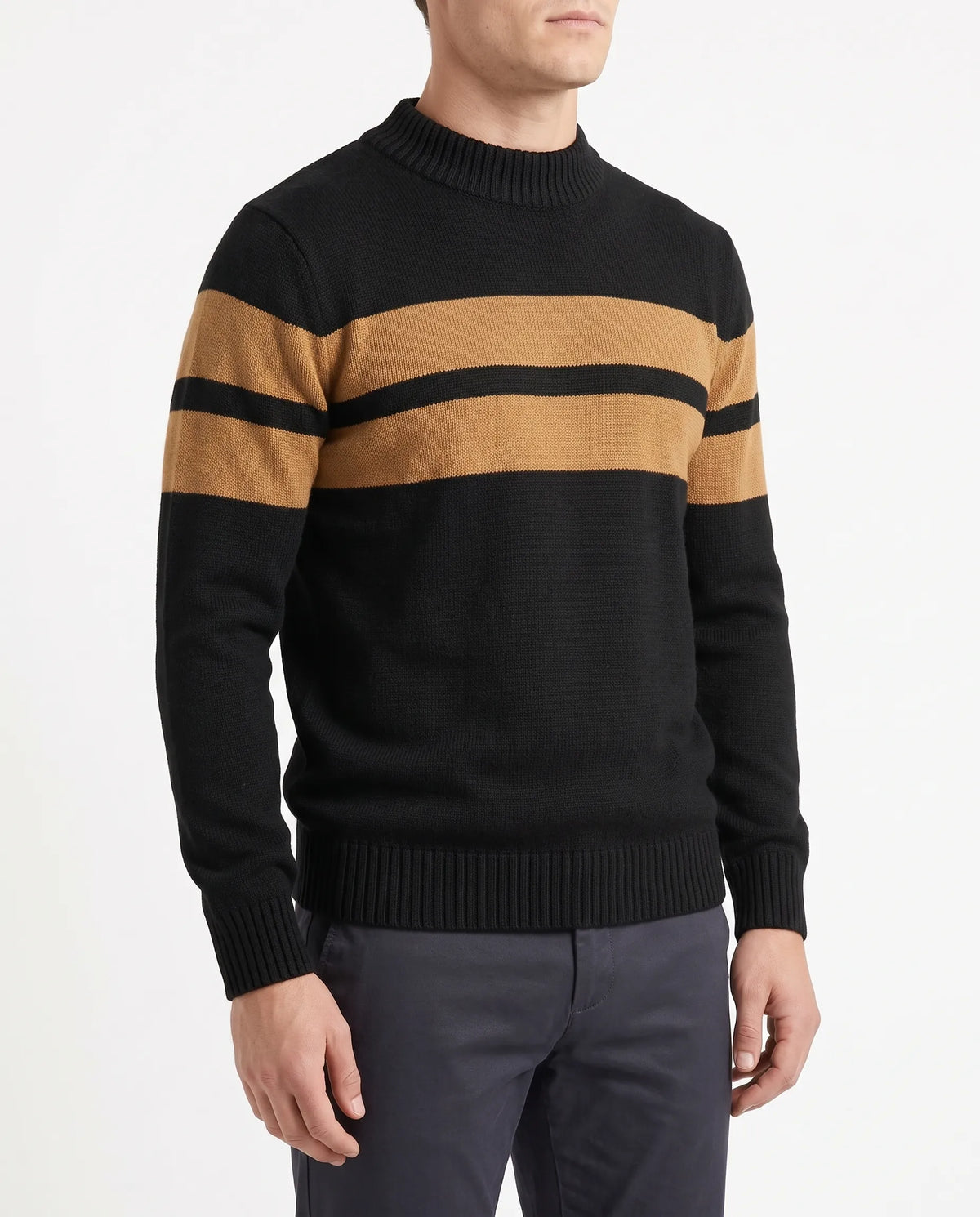 Men's fashion knit striped crewneck pullover by TREE   