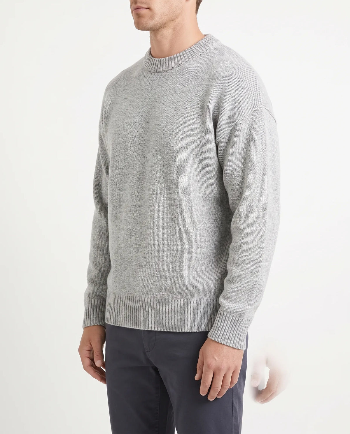 Men's grey fashion knit crewneck pullover by TREE   