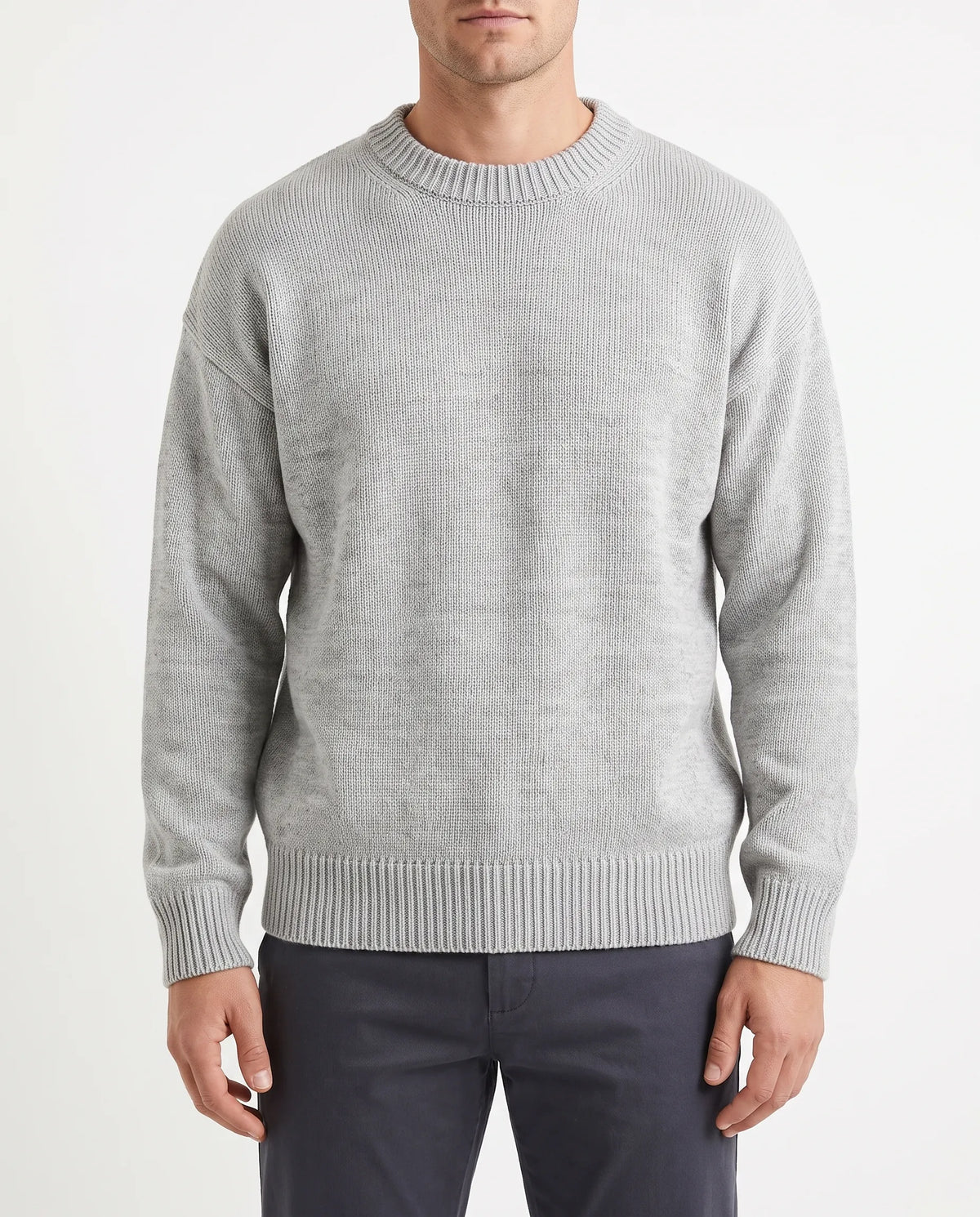 Men's grey fashion knit crewneck pullover by TREE   