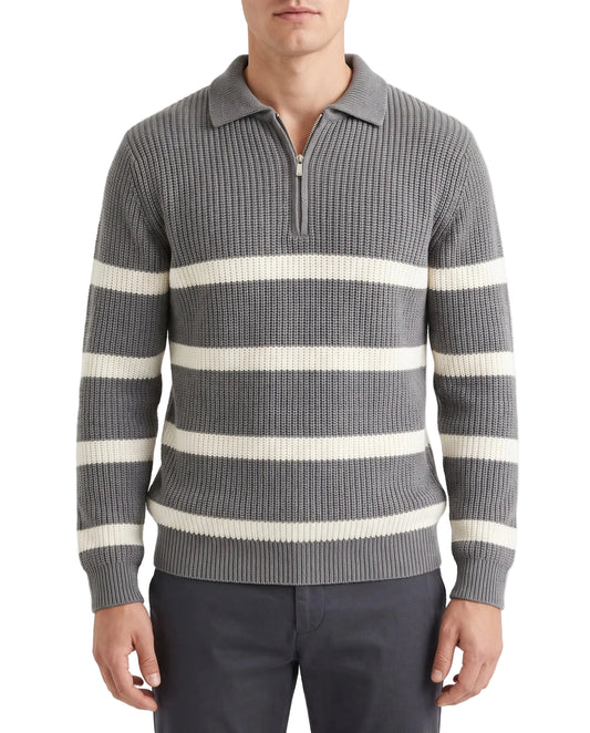 Men's oversized knit half-zip polo pullover by TREE   