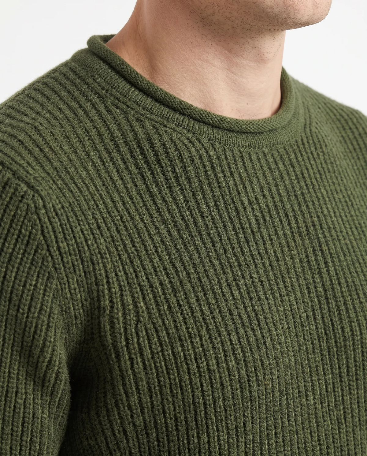 Men's olive fashion knit crewneck pullover by TREE   