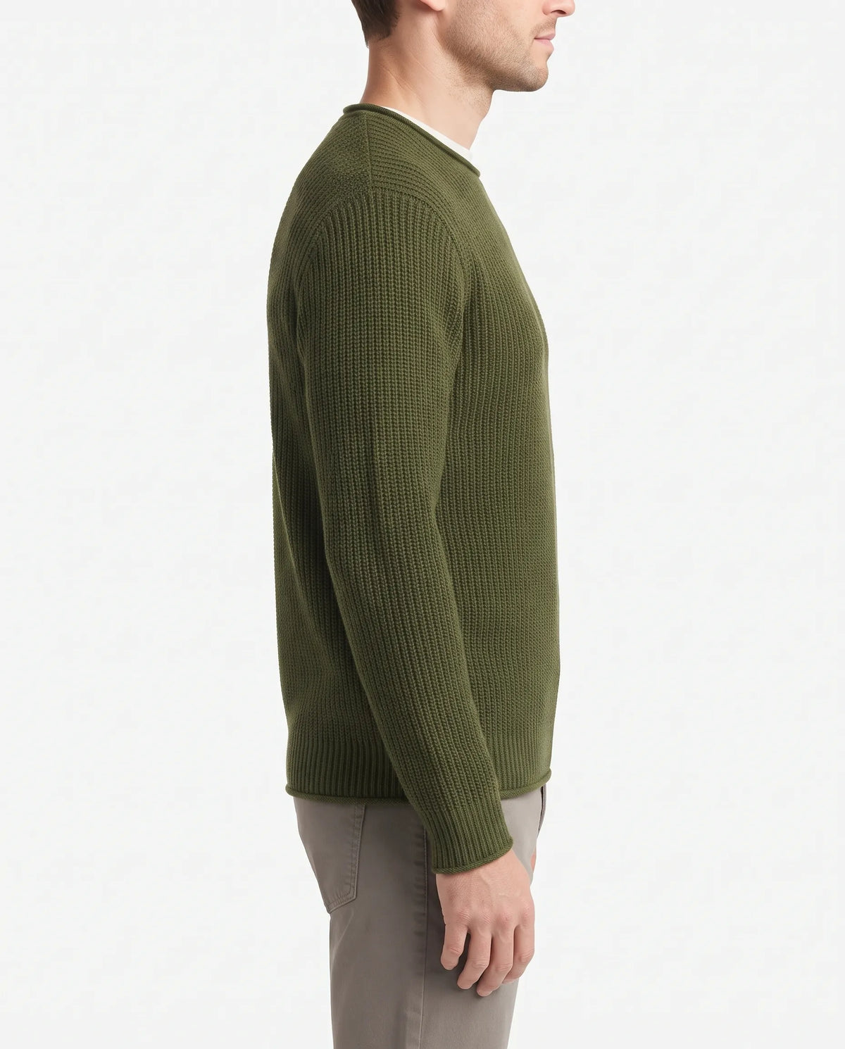 Men's olive fashion knit crewneck pullover by TREE   